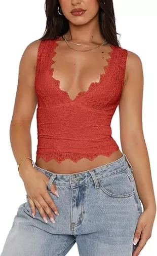 Womens Sexy V Neck Sleeveless Double Lined Going Out