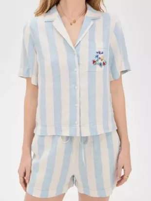 Tina Fey The Four Seasons S02 Blue Striped Pajamas