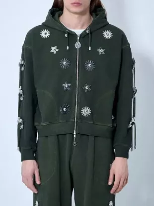 Off Campus Julia Sarah Stone Green Embellished Sweatshirt