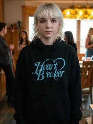 Off Campus Julia Sarah Stone Black Printed Hoodie