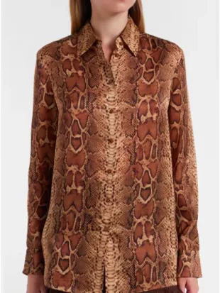 Dutton Ranch Annette Bening Snake Print Silk Shirt