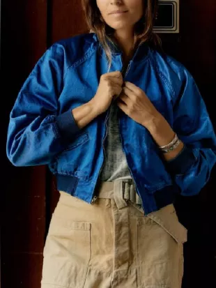 The Four Seasons S02 Kerri Kenney Blue Satin Bomber Jacket