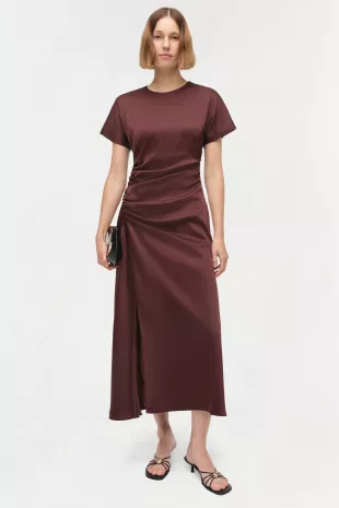 Marabella Draped Satin Midi Dress