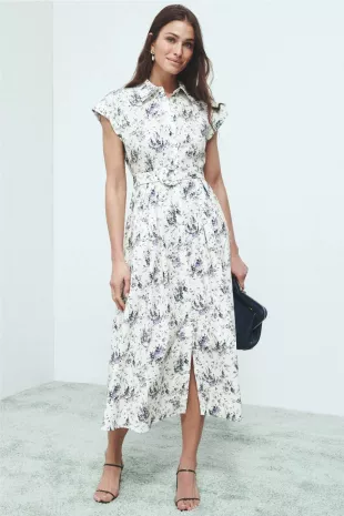 Poplin Belted Shirt Dress