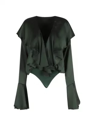 Ruffled V-neck Top