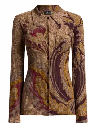 Paisley-print Space-dyed Wool Cardigan