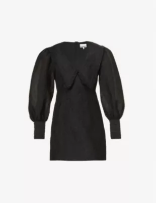 Jacquard Relaxed-Fit Recycled-Polyester-Blend Mini Dress