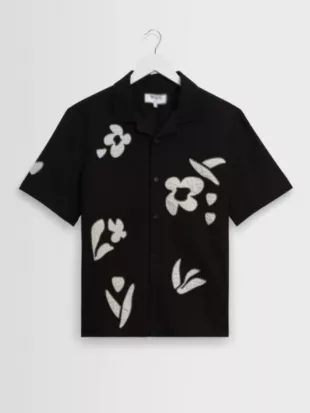 Love Island UK S13 Sumraj Toor Black Applique Shirt