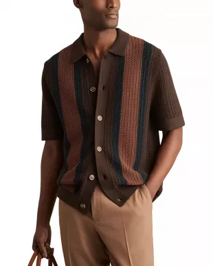 Bradley Short Sleeve Button Front Knit Sweater