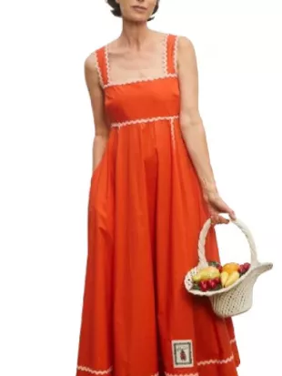 The Four Seasons Anne Orange Midi Dress