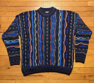 Purely Australian Coogi Style 3D Knit Sweater Multicolor