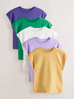 Cap Sleeve Fitted Crew Neck T-Shirts