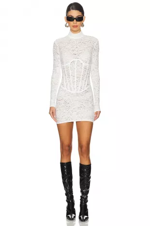 White Lace Corset Mini Dress