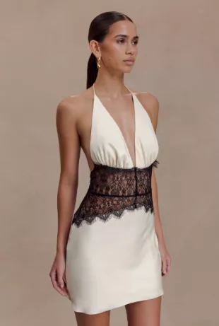 Lace And Satin Mini Dress