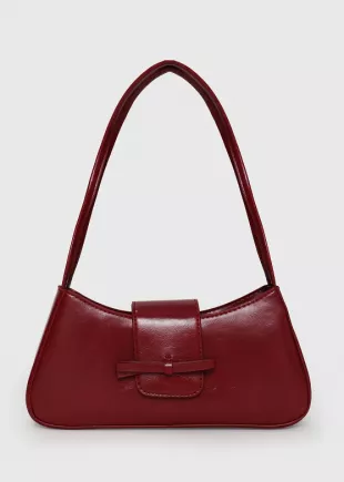 Red Faux Leather Shoulder Bag
