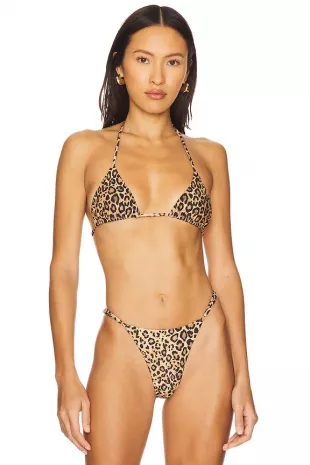 Leopard Print Triangle Bikini Top