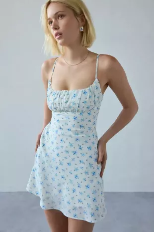 Satin Floral Slip Mini Dress