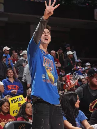 Timothee Chalamet Knicks-Cavs Game 4 Blue Shirt