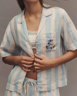 The Four Seasons S02 Tina Fey Striped Floral Shirt