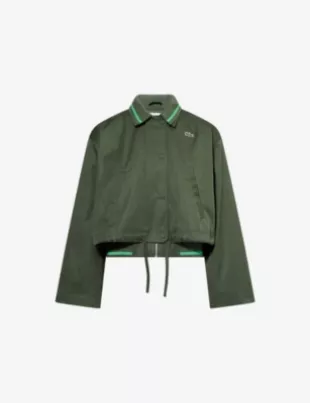 Oversized Polo-Collar Cotton-Twill Jacket