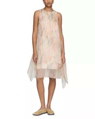 Silk Handkerchief Hem Dress