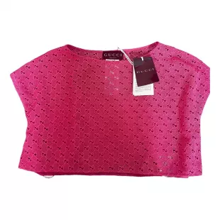 Pink GG Macrame Crop Top