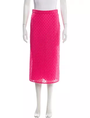 Pink GG Macrame Midi Skirt