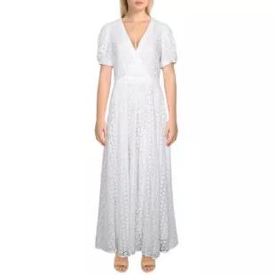 Eyelet Puff Sleeve Maxi Dress