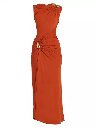 Hardware-Accented Crepe Jersey Maxi Dress