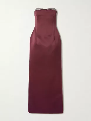 Ilkyaz Ozel Noélie Strapless Crystal-embellished satin Maxi Dress