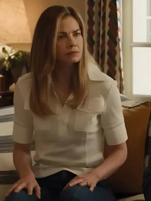 Little Brother 2026 Michelle Monaghan White Polo Top
