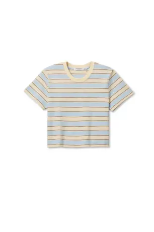 Gia Cotton Powder Blue Stripe Tee