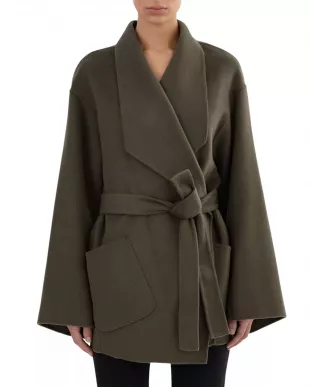Mekia Belted Double-face Wool Oversized Wrap Coat