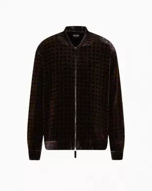 Printed Velvet Shirt with Zip