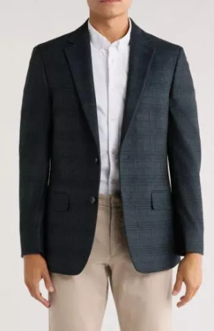 Plaid Two-Button Sport Coat