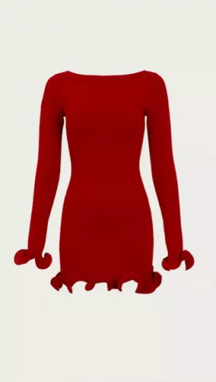 Ruffle Hem Mini Dress