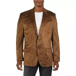 Faux Suede Classic Fit Two-Button Blazer