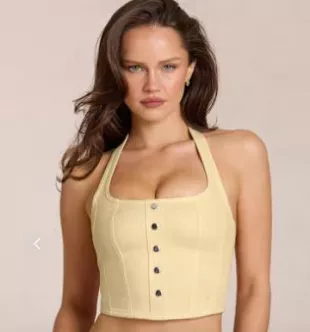 Elowis Denim Halterneck Corset Style Top