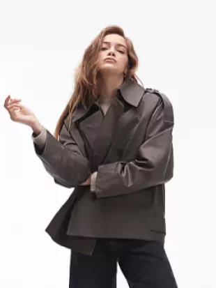 Green Double Breasted Trench Coat