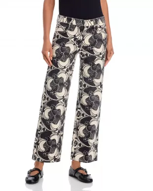 Black/White Printed Mid Rise Jeans