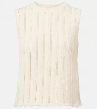 Zabou Scalloped Pointelle Cotton Top