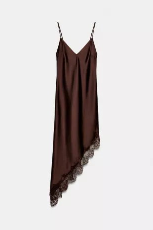 Satin Effect Lace Dress