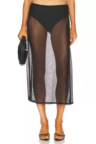 Black Sheer Midi Skirt