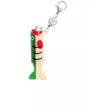 Green Beaded Fish Bag Charm
