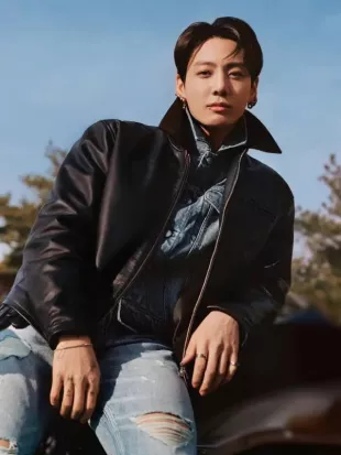 Jungkook Ck Leather Racer Jacket