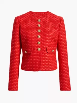 Ainsley Earhardt Fox And Friends Red Metallic Tweed Jacket