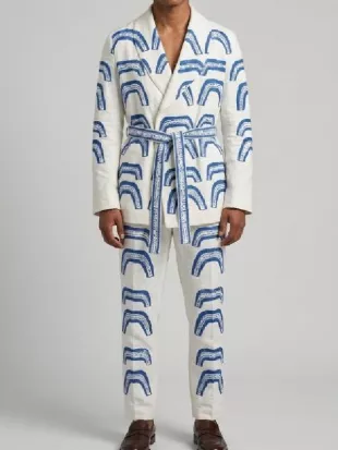 Samuel Arnold Emily In Paris S06 Blue Ancient Print Suit