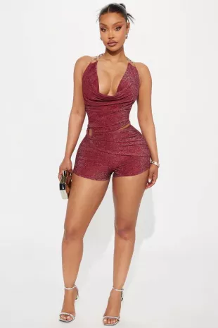 Lola Metallic Halter Romper