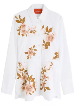 Iris Embroidered Cotton Poplin Shirt