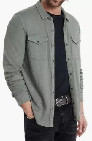 Arvon Cotton Slub Knit Snap Front Western Shirt